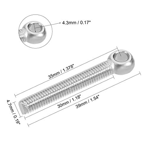 Image of uxcell M5 x 35mm 304 Stainless Steel Machine Shoulder Lift Eye Bolt Rigging 20pcs
