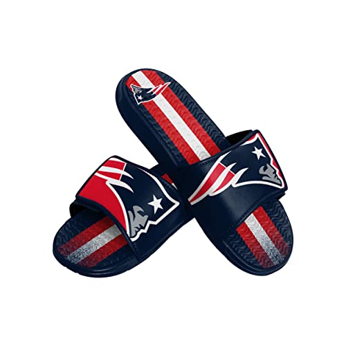 Image of FOCO mens NFL Team Stripe Logo Athletic Sport Shower Flip Flop Sandals Gel Slides