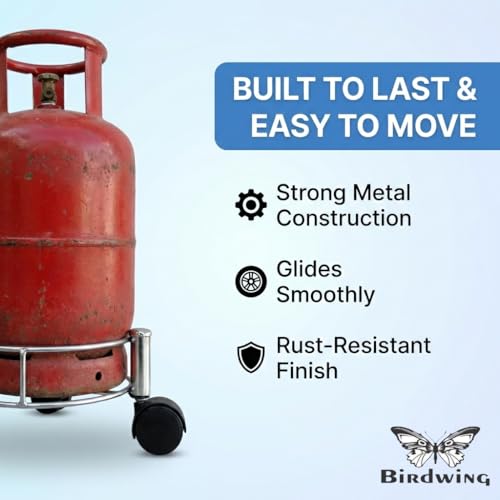 Image of Rincy Stainless Steel Wheel LPG Gas Cylinder Trolley with 4 Wheels (1 Pc) - HG Gas Cylinder Trolley (Multicolor, Pack of 1)
