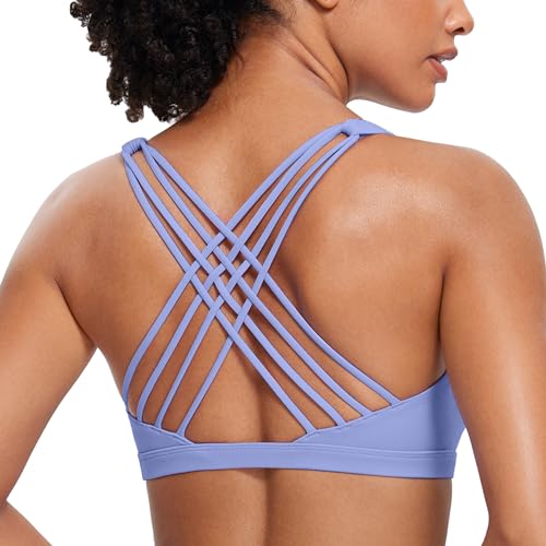 Image of CRZ YOGA Naked Feeling Strappy Sports Bras for Women - Criss Cross Back Wireless Padded Cami Yoga Workout Top