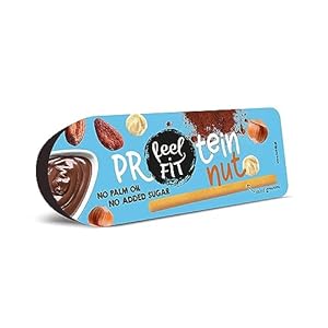 Feel FIT Protein nut avec mini gressins, Pâte à tartiner protéinée ac aux Noisettes et au Cacao et Bâtonnets Céréaliers, snack protéiné sans sucre ajouté et sans huile de palme 25g