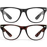 2 Pack High Magnification Reading Glasses Strong Power Readers - 4.00-6.00 Black and Tortoise /+6.00
