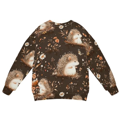 JUNZAN Cute Hedgehog Brown Big Girls Hoodie Sweatshirt Long Sleeve Outerwear for Kids Athletic 4T2