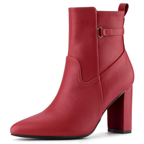 Bottines à talons hauts pour rayonner en soirée avec le bout pointu Allegra K rouge