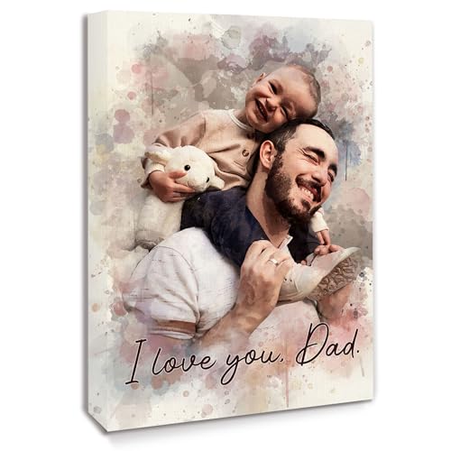 Customized Fathers Day Canvas Prints for Dad with Photo Text,