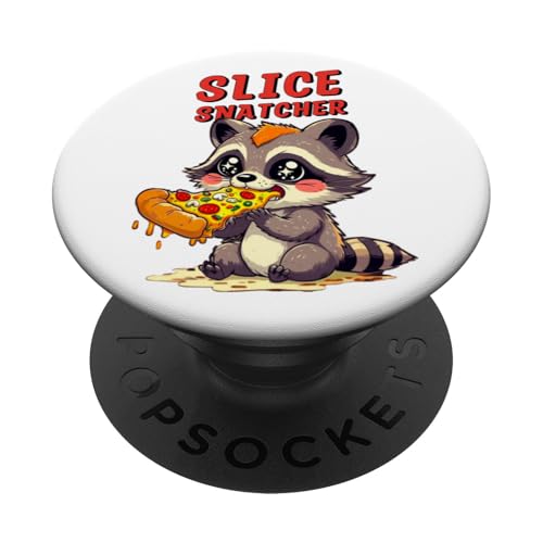Slice Snatcher Lindo mapache Pizza PopSockets PopGrip Adhesivo