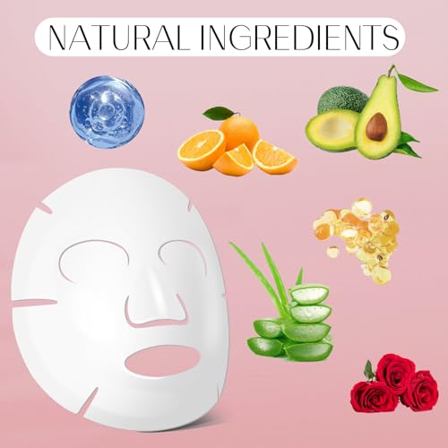 Fruit Extract Face Masks 6 Pack Sheet Mask Beauty Set Vitamin C Enriched Hydrating & Nourishing Face Mask Gift Skincare Revitalizes and Brightens Skin - Great for All Skin Types - Image 3