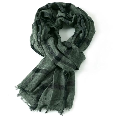 Gyios Sciarpa Sciarpe da Uomo in Lino di Cotone Scozzese