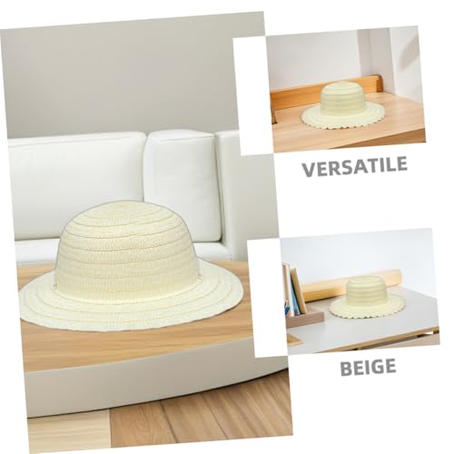 4Pcs Blank Straw Hats for Creative Painting Caps for Boys DIY Summer Sun Protection for Beach Farm Activities Engaging Crafting Fun Beige3