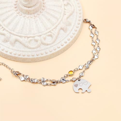 Image of 3PCS Love Heart Chain Bracelet Set for Women Graduation Gift Heart Puzzle Friendship Bracelet Personalized Name 3 Bracelets Customized Best Friends Family Love Jewelry SA4886