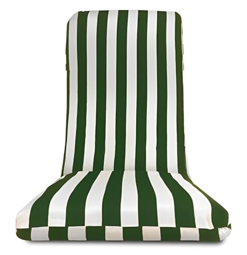 MORE FREE-Cojín Tumbona Colchón Tumbona Acolchada Classic Texturas Colchóneta para Tumbona Exterior Funda de Loneta con Cremallera Lavable Cojín Acolchado de Fibra (Verde, Pack 1 【120x50x7cm】)