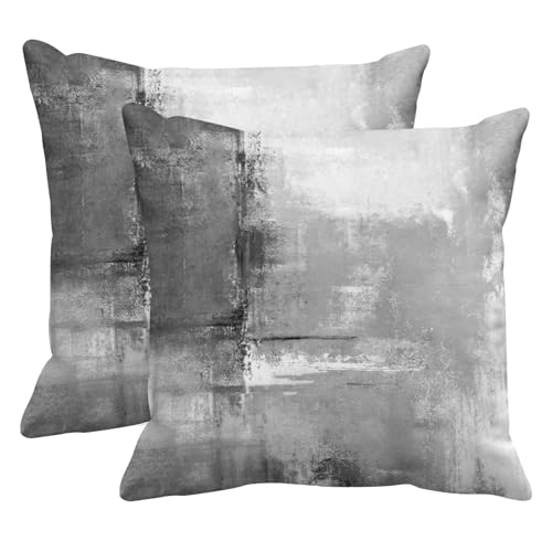 Britimes Throw Pillow Covers Modern Home Art Decor 18 x 18 Inches Set of 2 Abstract Oil Painting Pillowcases for Bedroom Living Room Cushion Couch Sofa Abstract White Grey