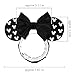 JIAHANG Adjustable Black Mouse Ear Velvet Bow Elastic Headband with Beadings, Fashion Hair Band for Baby Girls Infant Toddlers, Kids