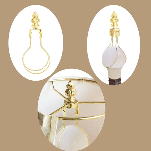Image of GY & CK Lampshade Clip Adapter Light Bulb Clip Adapter Includes Decoration Finial, Spring Clip for Light Bulbs (Brass)