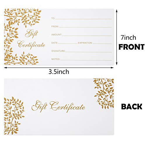 50 Pieces Blank Gift Certificates Cards Vouchers Gold Blank Cards Coupon Card For Business Beauty Salon Restaurant Christmas Wedding Bridal Birthday Holder, 3.5 X 7 Inch #TOP1