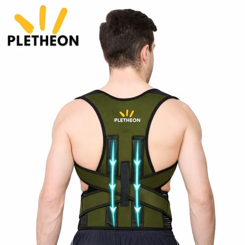 Image of PLETHEON Upper Back Support Posture Corrector Belt | Shoulder Straightener & Spine Alignment Brace | Fit From 30 to 44 Inch Tummy