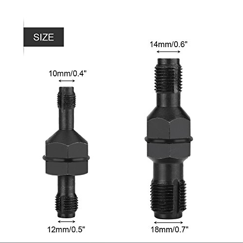 Kimiss 2Pcs Spark Plug Re-Thread Tap,Carbon Steel Spark Plug Thread Insert Tap Set M10*1.0 / M12*1.25 M14*1.5 / M18*1.5(Black) #TOP4