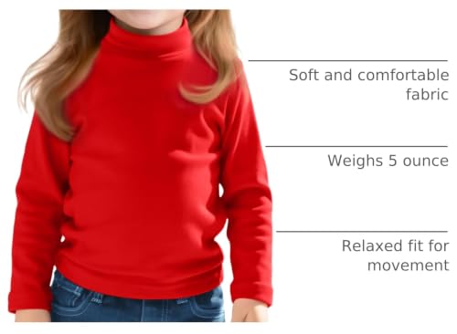 Image of Witwot Toddler Girls Mock Turtleneck Shirts Long Sleeve Thermal T-Shirt | Cotton Girl Soft Basic Pullover Tops Size 18M-5T