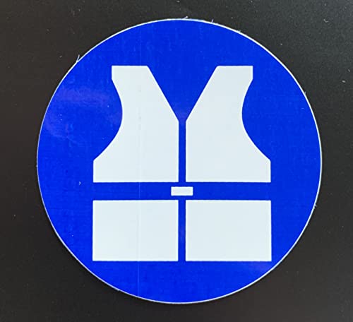 Life Jacket Inside Logo Sticker Vinyl Decal 3'' Diameter Safety Boat Boating (PS136), Blue, White