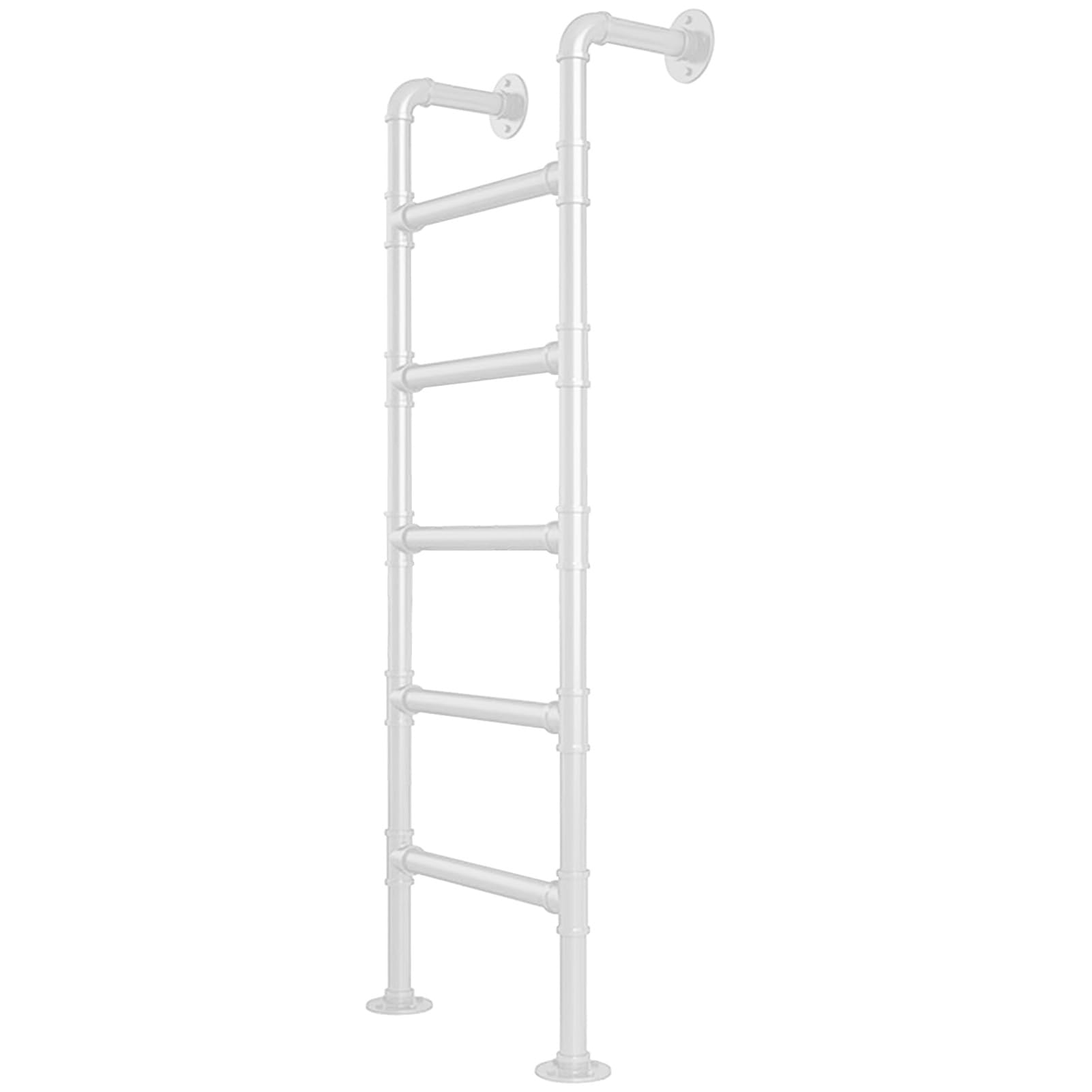 WXPGFEQ Heavy Duty White Metal WallMounted Attic Ladder for Loft & Bunk BedDurable Indoor/Outdoor Climbing Stairs (110cm/43in) Ideal for Basement Egress & SpaceSaving Solutions