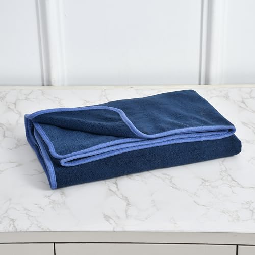 Image of Cotton Bolls Microfiber Large Bath Towel Quick Dry Super Soft Higly Absorbent Lint Free Towel for Bath for Men and Women, Travel, Gym, Beach, Pool, Yoga 70x140 CM Navy