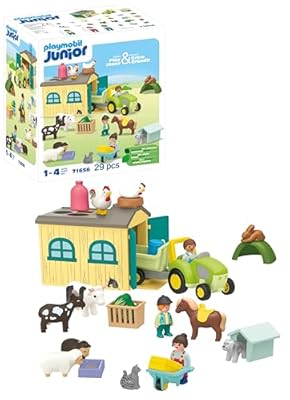 PLAYMOBIL Junior 71656 Aventura en la Granja con Tractor  Remolque y Amigos Ani  Juguete sostenible Hecho de plásticos a Base de Plantas  Juguetes para niños a Partir de 1 año
