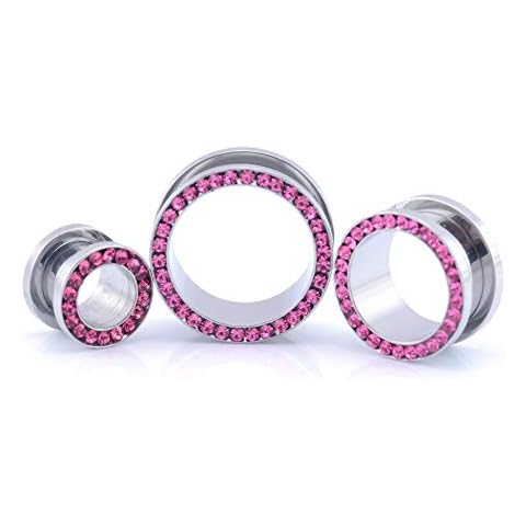 Vault 101 Surgical Steel Pink Crystal Ear Stretcher Cover