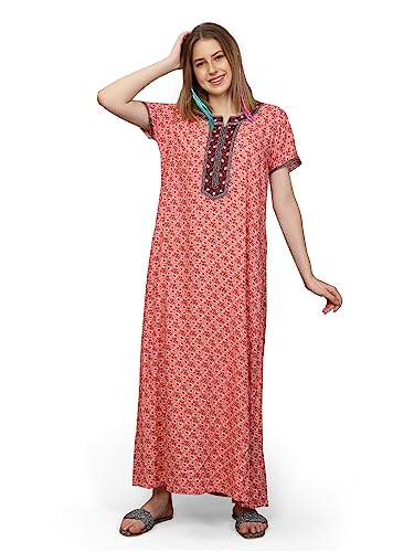 Image of Evolove Women's Viscose Liva Long Maxi Night Gown Nighty Dress with Pocket, Super Soft Comfortable (LNG-Rayon)