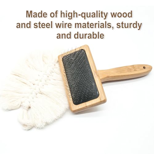 cimsfcor 2 Stück Wool Carders Nadelfilzbürste, Holzwolle Carder, Holz-Pinsel, Fellpflegebürste, Nadelfilzbürste, Gebogene Stahlnadeln für Teppichnadelfilzprojekte, Mischen und Kardieren von Wolle