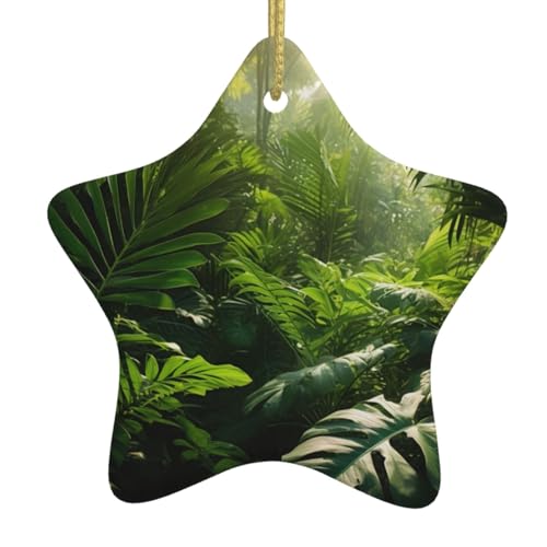 Planta de la jungla de Navidad de cerámica en forma de estrella adorno colgante árbol de Navidad colgante decoración de fiesta