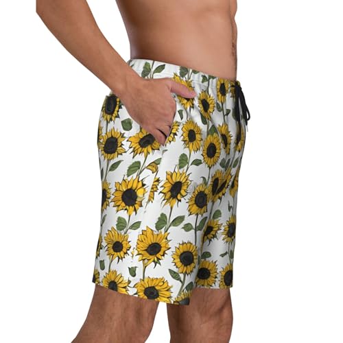 Romantic Sunflowers Print Men's Beach Pants Lightweight Quick-Dry Swim Pants with Mesh Lining for Men3