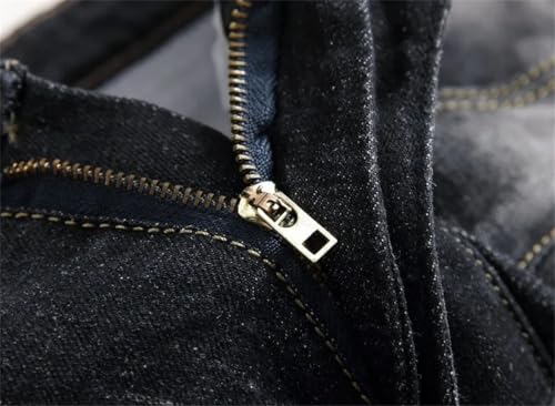 Men's Motorcycle Stretch Slim Straight Denim Trousers Zipper Pocket Retro Nostalgic Jeans2