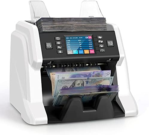 RIBAO BC-55 Premium Bank Grade Money Counter Machine Multi Currency Mixed Denomination Bill Cash Value Counter 2 CIS/UV/MG/MT/IR Serial Number Recording FCC Approved