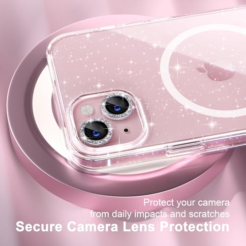 Choiche Compatible for iPhone 15 Case Magnetic, Women Clear Glitter Bling Sparkly Case, [2xDiamond Camera Lens Protectors] [2xTempered Glass Screen Protectors] [Compatible MagSafe] (Glitter Clear) by Choiche - Image 3