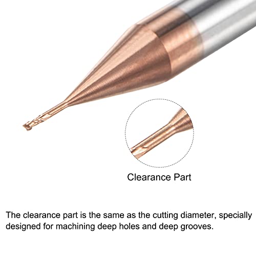 Image of uxcell Square Nose End Mill, 0.5mm Solid Carbide AlTiSin Coated Long Reach CNC Router Bits 2 Flutes Milling Cutter with Extended Neck, 3mm Cutting Length 4mm Shank