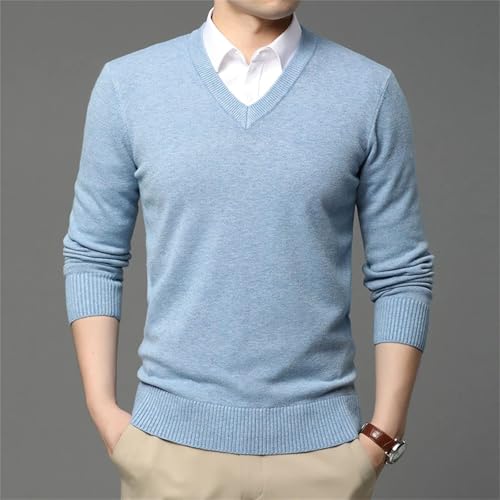 Woolen Knit V Neck Pullover Sweater Mens Autumn Winter Casual Jumper Fashion Comfortable Warm3