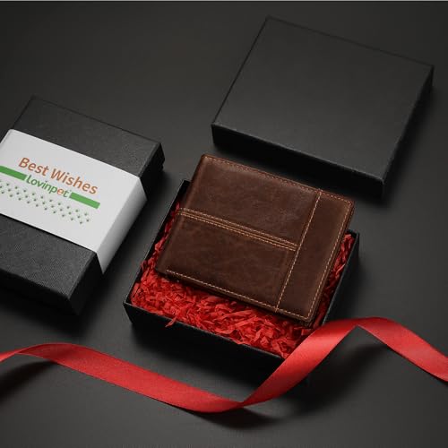 LovinPet Thin Wallet for Men, Leather Wallet with Zipper, 8 Card Slots, 5 Bill Dividers and Clear Photo Window, Slim and Secure Bifold Wallet, Gift for Men3