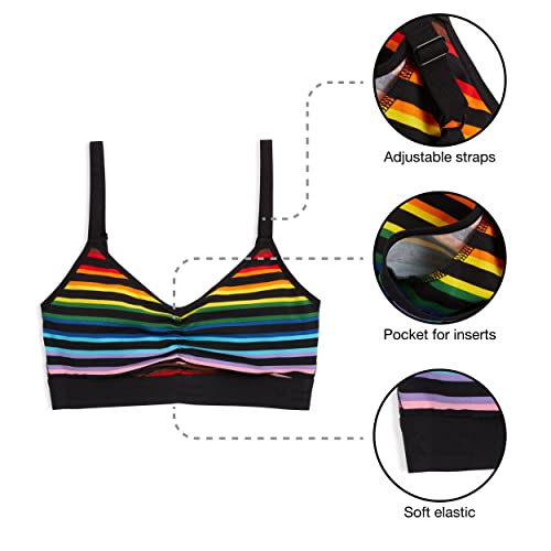 TomboyX V-Neck Bralette, Cotton Bra for Women, Adjustable Straps Wireless No-Padding Low-Impact, (XS-4X)4
