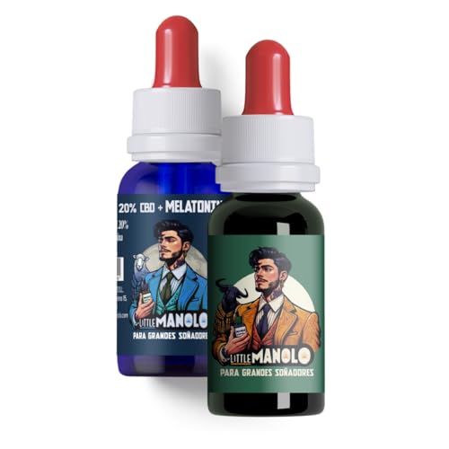 LITTLE MANOLO Aceite CBD 20% + Melatonina, CBD Oil 20% + Melatonina | Certificado por Laboratorio (10ml, Pack 2 uds 20% CBD con Melatonina + 40% CBD)