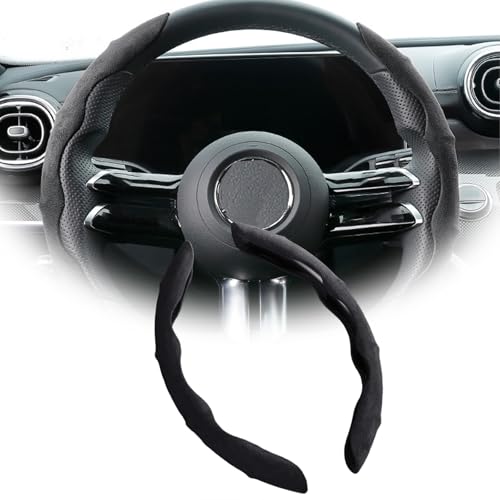 に適用日産 ノート 3代目 E13 / SNE13型、ノート オーラ 初代FE13型 (2020年12月〜現行) 車用ハンドルカバー 超薄手感服帖 滑り止め吸汗 絨面絨皮不掉絮持久耐用 四季通用 軽自動車対応 長距離運転者向け ステアリングカバー 車用内装