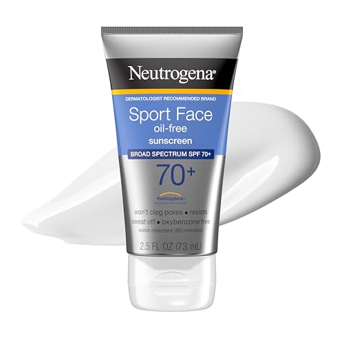 Neutrogena Sport Face Sunscreen SPF 70+, Oil-Free, 2.5 fl oz, Sweat & Water-Resistant,...