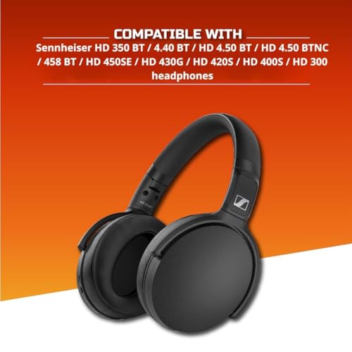 Image of Crysendo Headphone Cushion Compatible with Sennheiser HD 4.40 BT /HD 4.50 BT /HD 4.50 BTNC Earpads | Protein Leather + Memory Foam | Replacement Headset Ear Cushion Pads (Black)