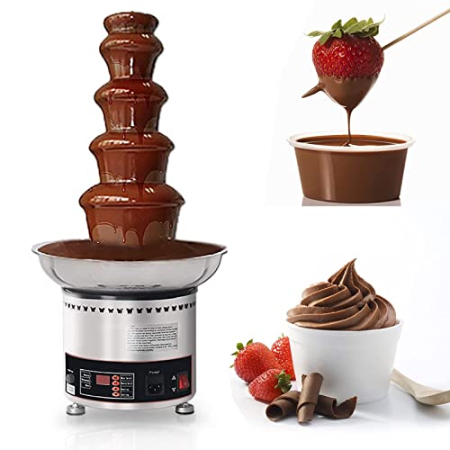 5 Tier Stainless Steel Chocolate Fondue Fountain, 4Kg Capacity, Electric Stainless Chocolate Melts/Dipping Warmer Machine for Melted Chocolate, Candy, Butter, Cheese, Caramel
