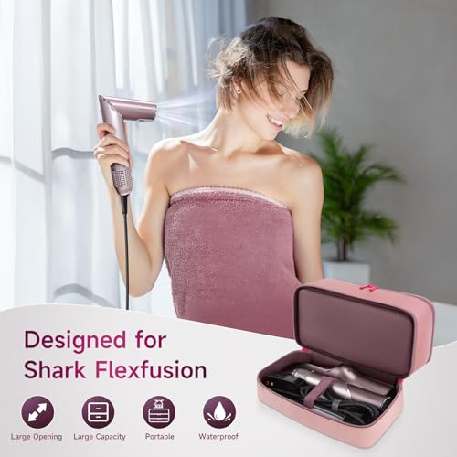 Image of Adworte Travel Hair Dryer Case for Shark FlexFusion, Portable Hair Tools Bag, Double-Layer Storage Carrying Case for Shark FlexStyle Blow Dryer, FlexFusion & Fusion Air Straightener Attachments Holder