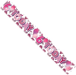 Age 6 Birthday Banner Pink And Silver Balloons Holographic Recyclable 6th Birthday Party Banner