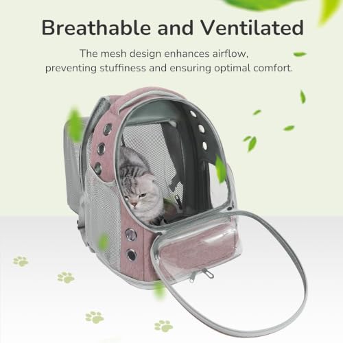 Image of Cawypety Cat Backpack Carrier, Breathable Cat Carrier Pet Backpack for Kitty Small Dog Up to 15Lbs, Transparent & Foldable Pet Carrier for Travel Hiking (Expendable, Brown)