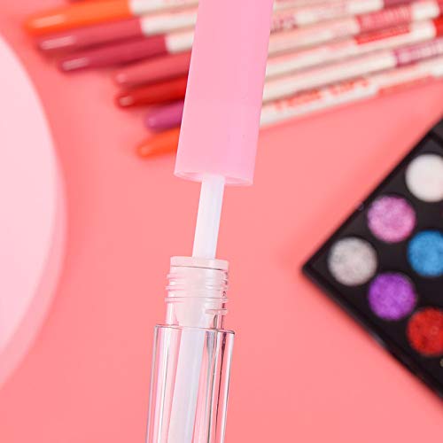 RONRONS Set of 20 Refillable Lip Gloss Bottles with Rubber Inserts,Empty Lip Gloss Tubes Containers (Pink+Black)