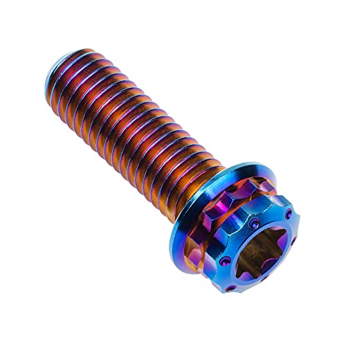 Image of Titanium Flange 12 Point Head M8 x15 20 25 30 35 40 45 50 55 60 65mm Screw Bolt Pack of 4 (M8x25mm, Burning Blue)