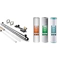 iSpring UVF55FS Whole House UV Water Filter & F3WGB32BM 4.5” x 20” 3-Stage Whole House Water Filter Set Replacement Pack White (Pack of 1)