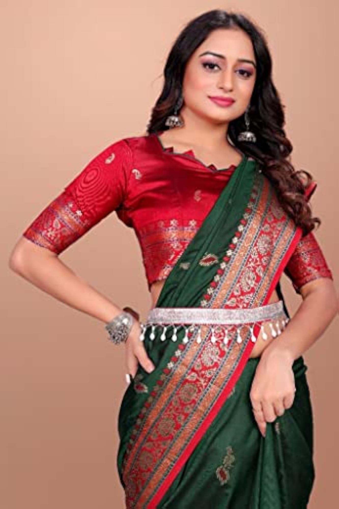 Women's Stylish Mirror Work Kamarpatta Waist Chain, Fashionable